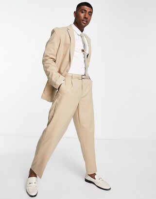 New Look relaxed fit suit pants in tan - ShopStyle